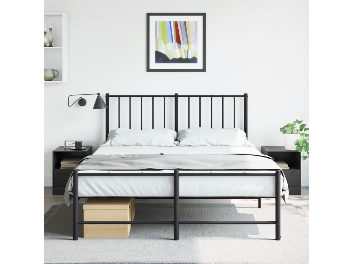 Mesita de Noche Madera Acero Negro (34.5x39x44cm)