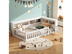 Sofá Cama, 90x200cm, Sofá Cama, Sofá Cama, Lado De La Cama Con Compartimento De Almacenamiento, Cama Con Somier (sin Colchón), Balaustrada, Blanco