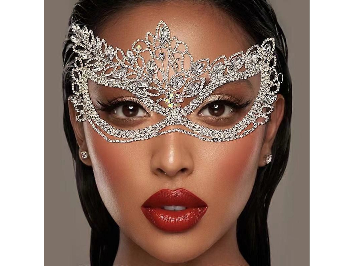 Máscara De Diamantes De Imitación Para Mujer, Máscara Para Fiesta De Graduación Con Cristales, Accesorio De Joyería