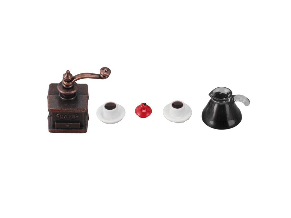 Juego De Cafetera Miniatura De 3 Piezas Para Casa De Muñecas A Escala 1:12, Incluye Molinillo, Cafetera Y Modelo De Juguete.