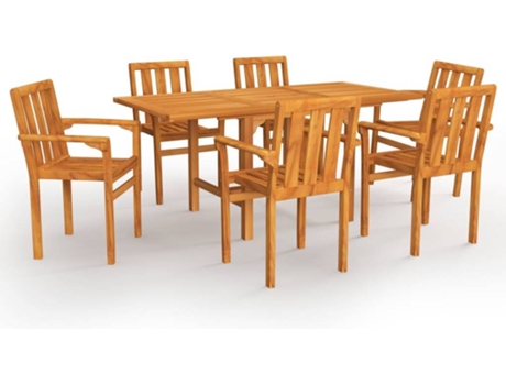 Conjunto 7 Conjunto de comedor de jardín VIDAXL madera maciza de teca