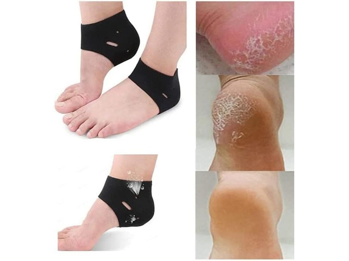 2026-calcetines Hidratantes De Gel Silicona Linjou, Alivio De Presión En Talones, Reparación De Pie Seco Y Grietas, 1 Par, Negro