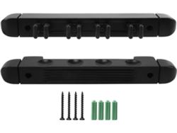 Soporte De Pared De Madera Dura Para Tacos De Billar De 4 Agujeros Con 6 Clips Y Soporte Para Accesorios.