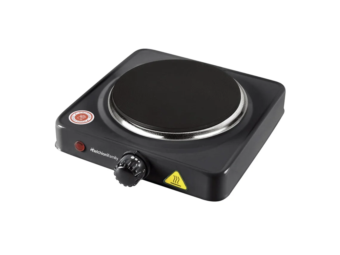 Cocina eléctrica MELCHIONI Cook 1, 1000 W, placa de hierro fundido, termostato ajustable, LED de funcionamiento, color negro