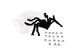 Araña Decorativa Con Telaraña Falsa Para Decoración De Halloween Y Fiestas Espeluznantes.