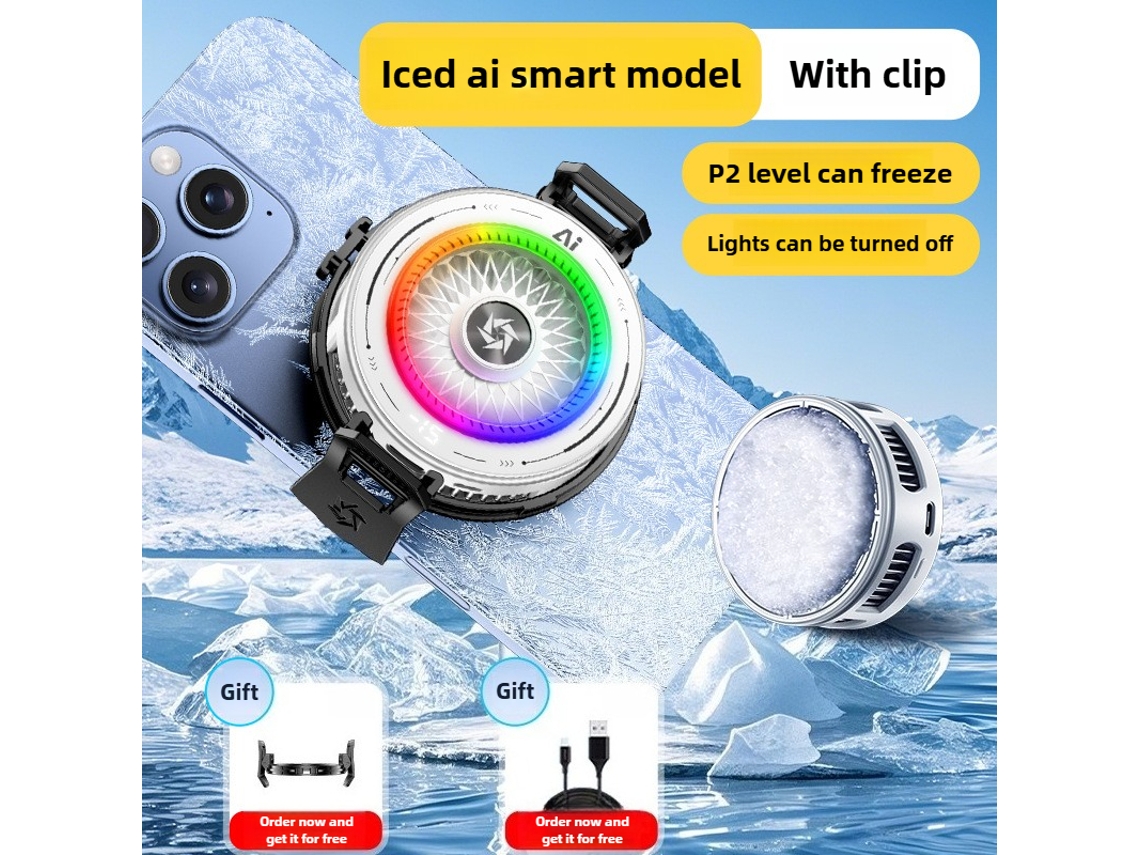 (blanco) Radiador De Ventilador De Enfriamiento Con Clip Trasero Magnético Semiconductor Con Pantalla Digital.