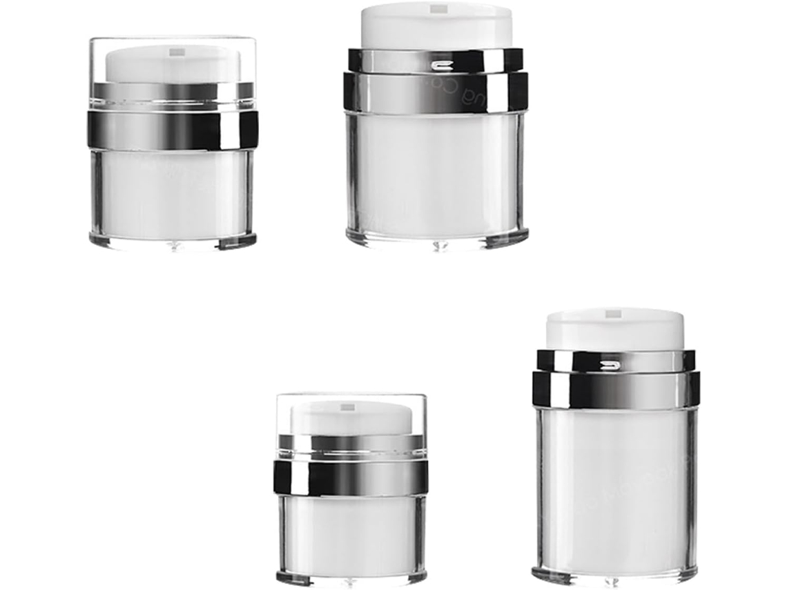 Lot De 4 Frascos Pompe Airless Sous Vide Pour Cosmétiques Contenants Recargables 15ml 30ml 50ml