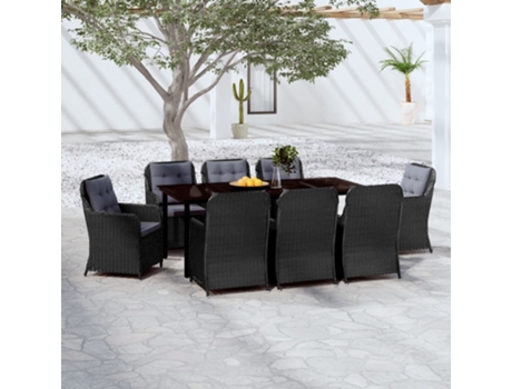 Conjunto 9 de comedor de jardín VIDAXL negro
