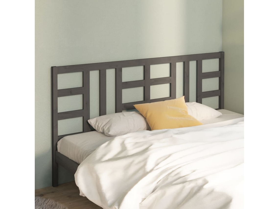 Cabecero De Cama Madera Maciza De Pino Gris 186x4x100 Cm