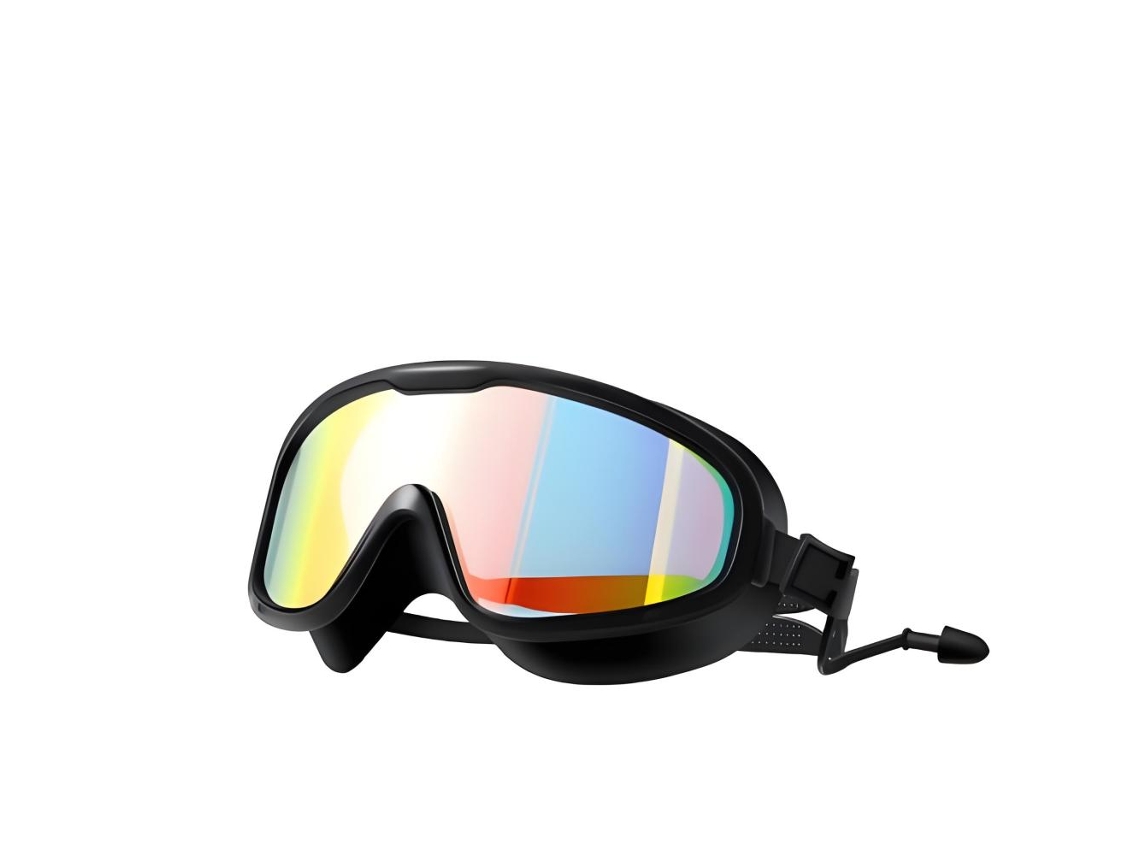 Gafas de natación antivaho con protección UV, lentes con un amplio campo de visión de 30° y montura galvanizada negra.