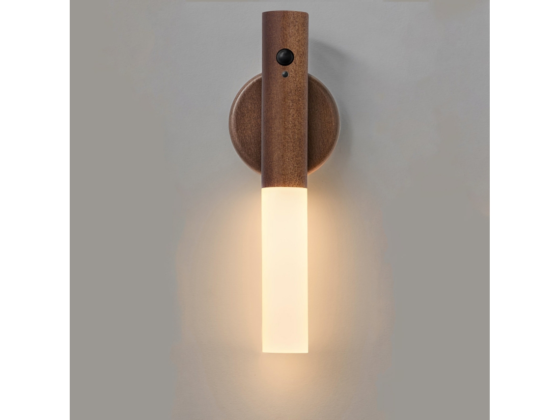 (color Nogal, 1 Pieza) Aplique De Pared Led Recargable Con Sensor De Movimiento Inteligente, Luz Nocturna Magnética Portátil