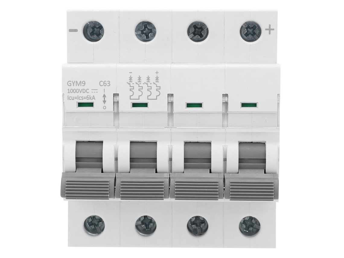 Disyuntor De Cc Mini Gym9-c63 4p 1000v Para Rail Din Instalación Protección Eléctrica