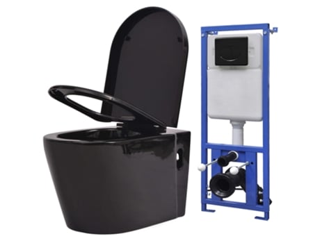 Inodoro VIDAXL de Pared con Cisterna Oculta Cerámica Negro
