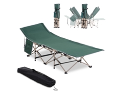 Cama Plegable De Camping Con Bolsa De Acero, Verde Oxford, 190x68x52cm
