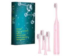 Cepillo de dientes eléctrico para adultos (rosa, con 4 cabezales de repuesto), 6 modos, recargable, potente cepillo de dientes sónico.