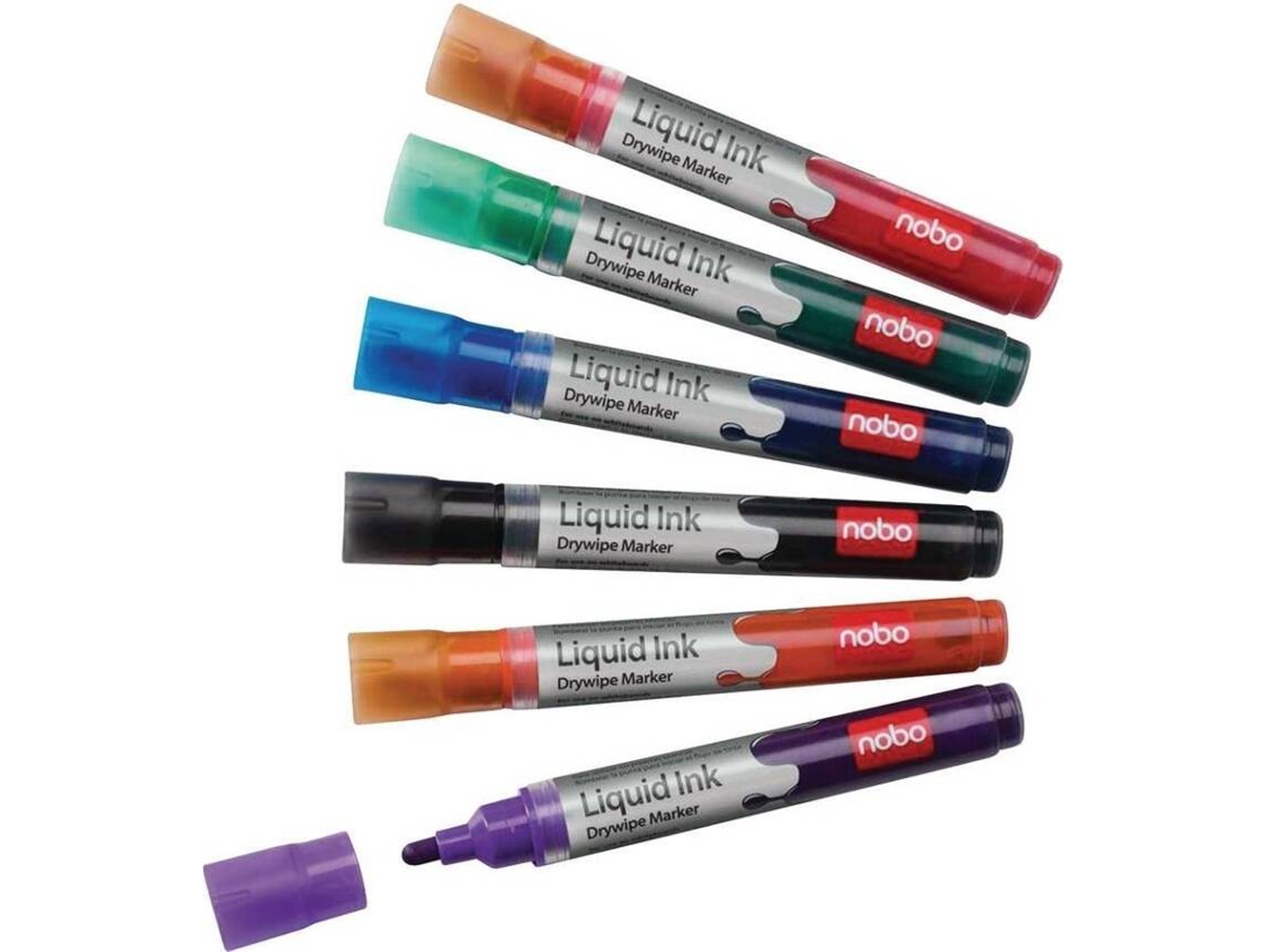 Pack 6 Marcadores NOBO Liquid Ink (Multicolor - Punta de 3.0 mm)