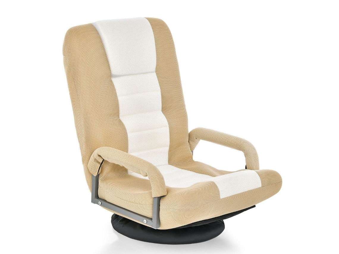 Silla de suelo giratoria 360° con respaldo ajustable, color beige B2X