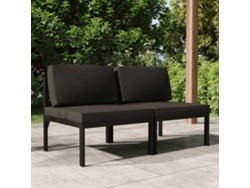 Sofá De Jardín | Sofá De Exterior De 2 Plazas Con Cojines Aluminio Gris Antracita Wsd706989