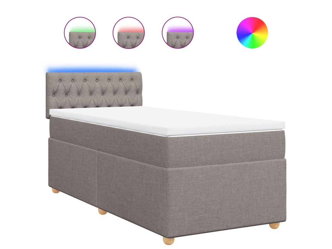 Maison Exclusive - Cama Box Spring Con Colchón Tela Gris Taupe 100x200 Cm