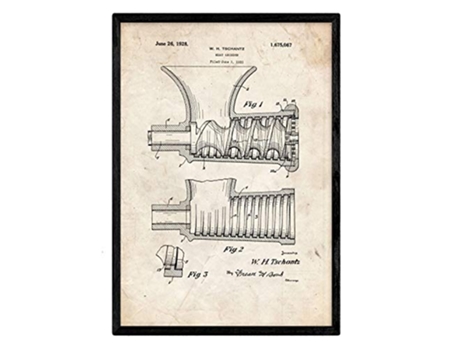 Póster NACNIC con Patente de Picadora de Carne. con Diseño de Patente Antigua.