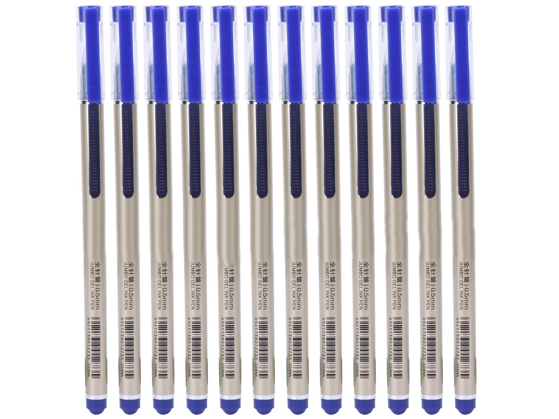 Bolígrafos De Gel De 0,5 Mm, Paquete De 12 Unidades, Tinta Azul, Gran Capacidad, Material Escolar Y De Oficina.