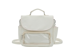 Bolso bandolera estilo japonés para mujer, mochila pequeña para estudiantes, bolso cruzado transparente para uso diario, blanco.
