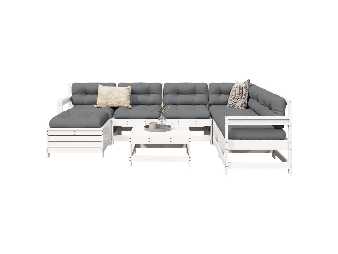Pcs Conjunto Sofás De Jardim Pinho Maciço Branco Dkd Home Decor