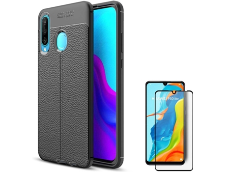Carcasa y Protector Huawei P30 Lite Rugged Leather Negro