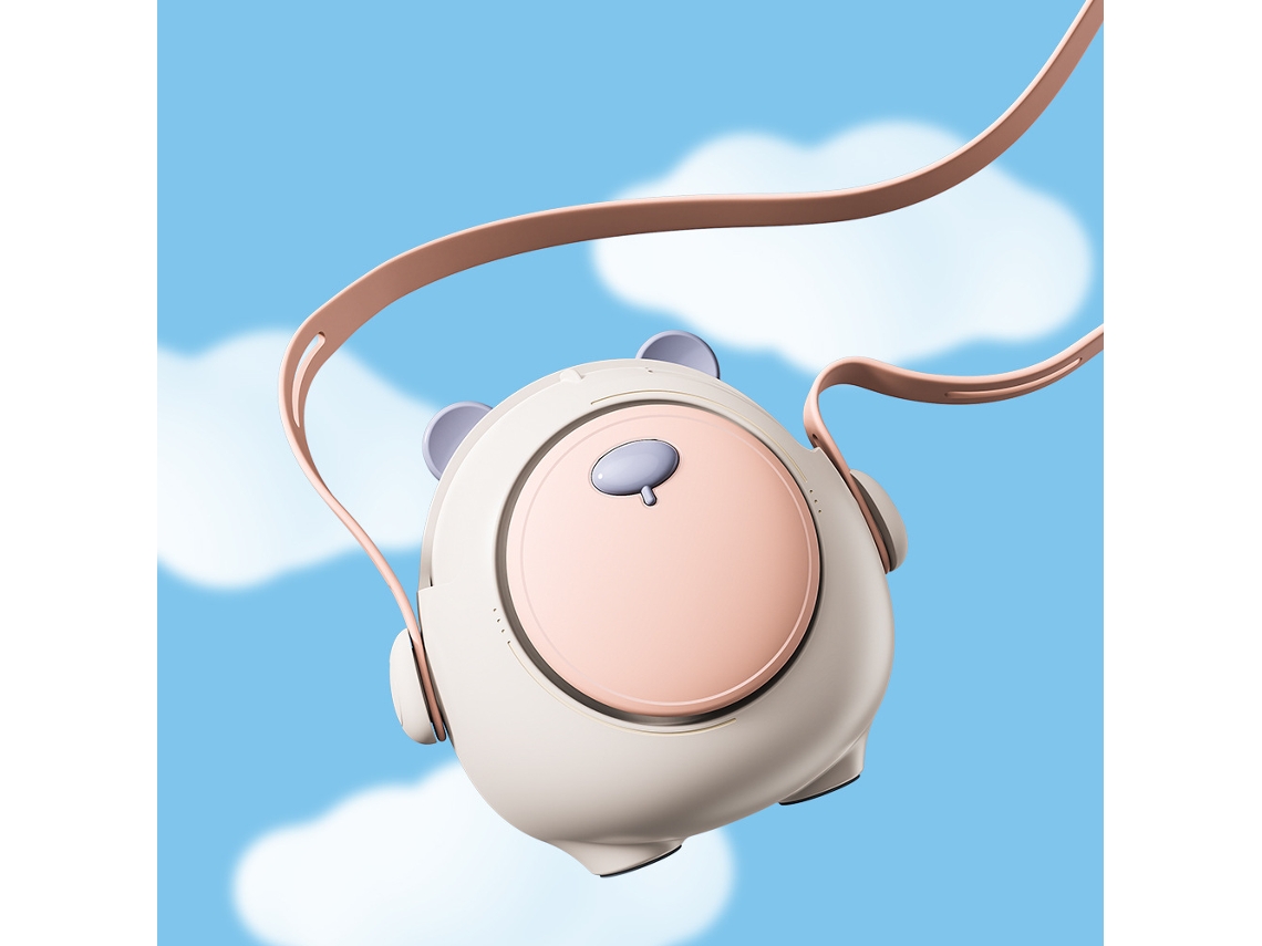 Mini Ventilador Usb - Chubby Bear Blanco Roto 3 En 1 (se Puede Colgar Del Cuello, Sostener En La Mano O Colocar En Un Escritorio)