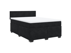 Maison Exclusive - Cama Box Spring Con Colchón Terciopelo Negro 140x190 Cm