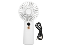 Ventilador portátil sin escobillas de 12 V con batería, color blanco.