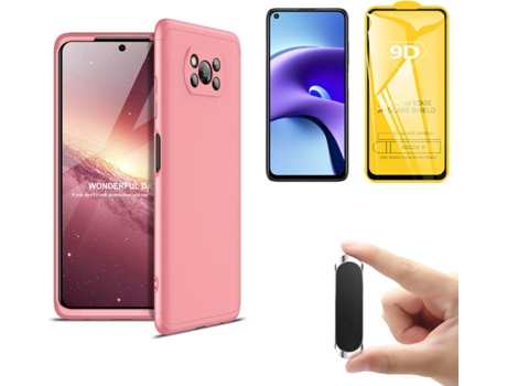Kit Película Full Cover Xiaomi Redmi Note 9T PHONESHIELD Slim Armor 360º y Soporte Magnético Rosa