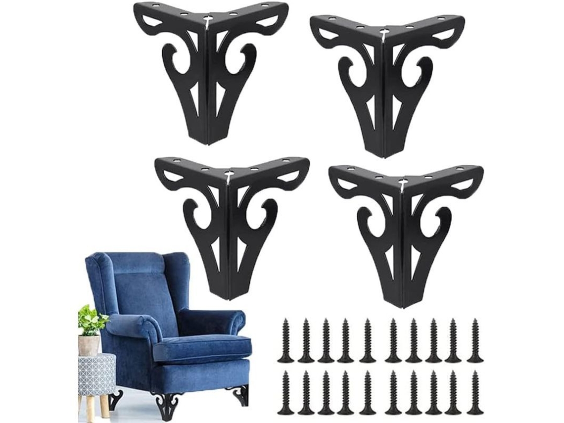 2026-linjou 4 Piezas Patas De Mueble De Hierro Negro Para Sofá, Mesa, Camas, Armarios Y Tv, 10×9×9 Cm