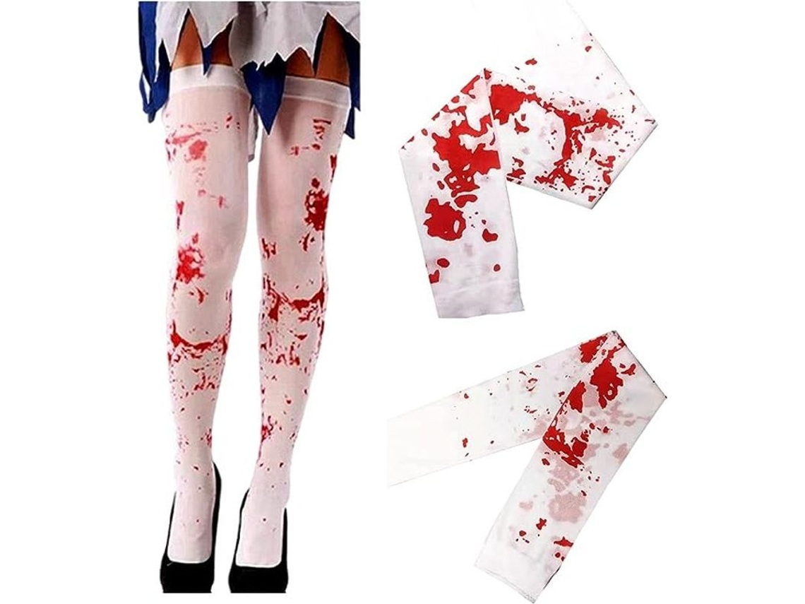 Pantalones de longitud media para Halloween con manchas de sangre blanca para disfraces de enfermera zombi y fantasma de carnaval.