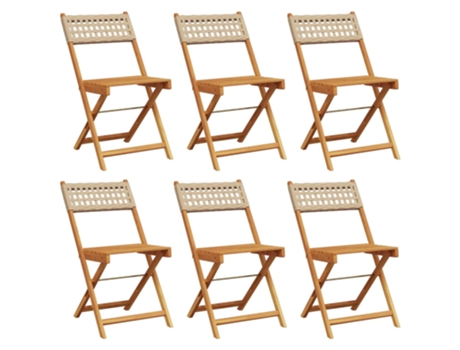 Conjunto 6 Silla De Jardín VIDAXL Beige Madera