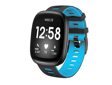Correa Pioneer para Fitbit by Google Versa 3 Negro y Azul Claro