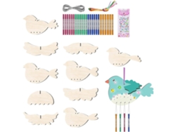 Kit De Campanillas De Viento Con Forma De Pájaro En 3d: Kit De Manualidades De Madera Para Armar, Pintar Y Ensamblar.