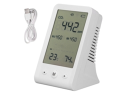 Monitor De Co2 Con Termómetro E Higrómetro, Detector De Calidad Del Aire Con Alarma Y Batería Recargable.