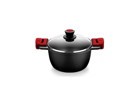 Cacerola con Tapa de Cristal BRA Premiere A4103 (Ø 28 cm - Rojo)
