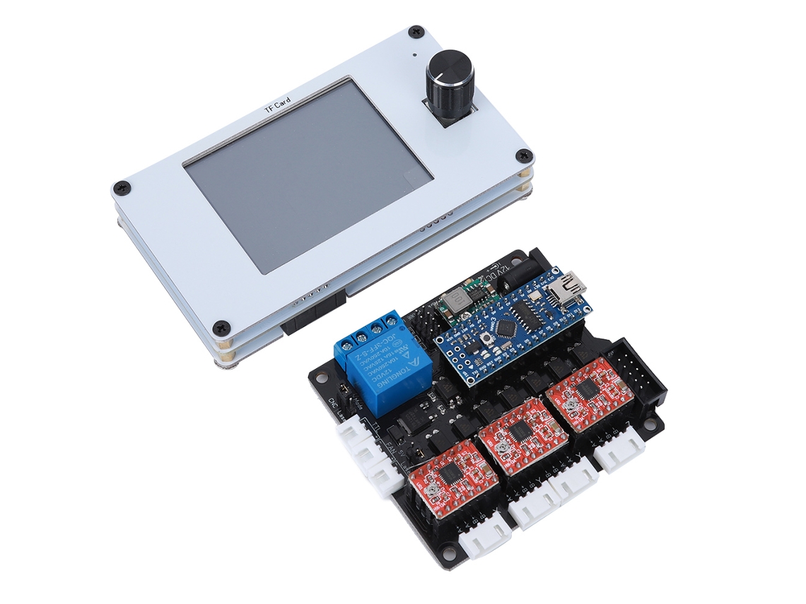 Placa de control láser con pantalla y controlador de 3 ejes.