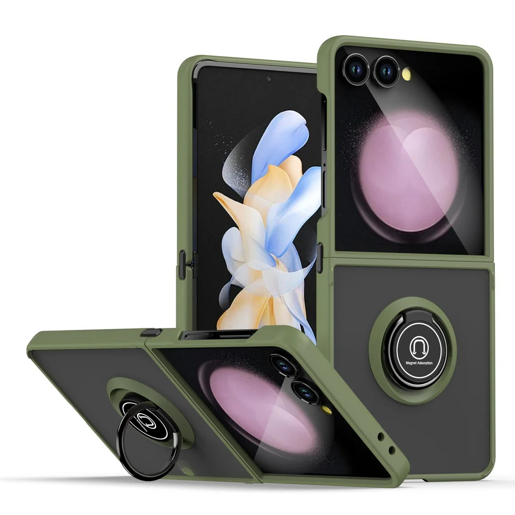 (verde Oscuro, Galaxy Z Flip7) Funda Magnética Para Teléfono Con Soporte De Anillo Giratorio, Resistente A Caídas.