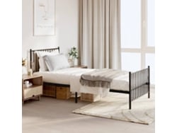 Estructura cama sin colchón con estribo metal negro 90x200 cm