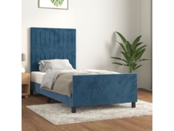 Estructura De Cama Sin Colchón Terciopelo Azul Oscuro 90x200 Cm