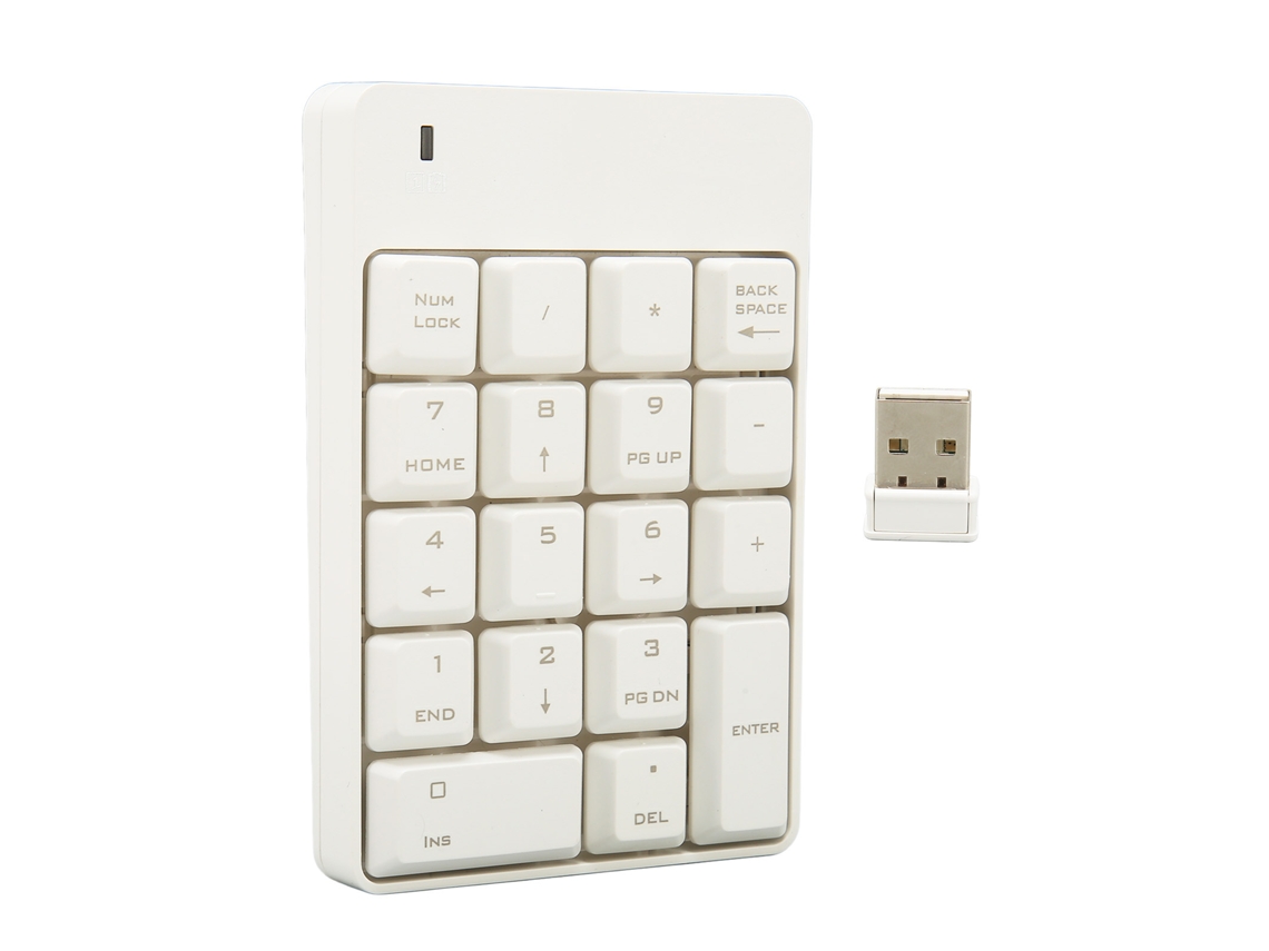 Teclado Numérico Sem Fio 2.4g Usb 18 Teclas Sk 51ag Toque Suave Pequeno Compacto Branco Para Home Office