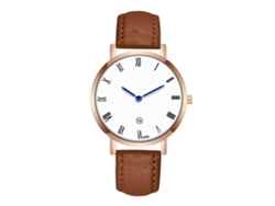 Reloj De Pulsera De Moda Para Hombre Con Correa De Piel Sintética Y Movimiento De Cuarzo (marrón Claro)