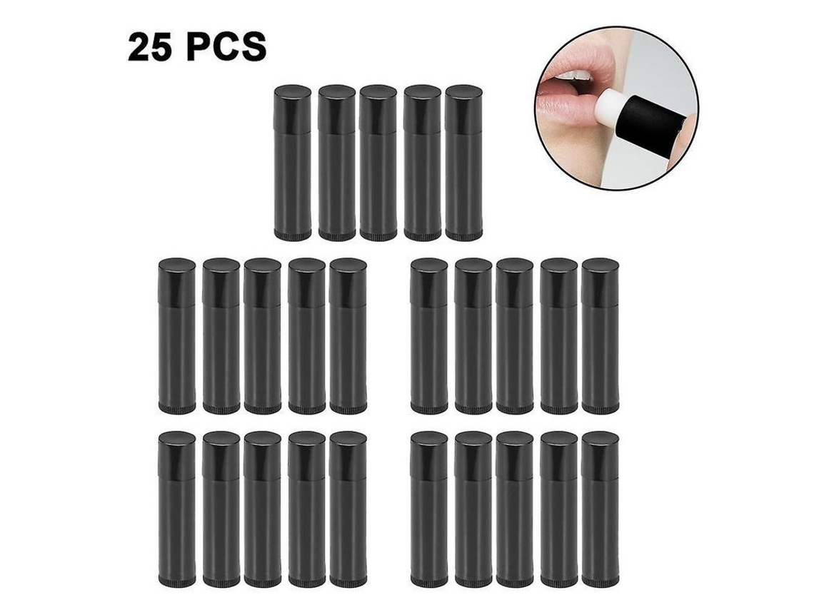 25 Tubos De Lápiz Labial Vacíos Para Hacer Bálsamo Labial Casero De 5 G. Tubo De Lápiz Labial De Pp Transparente Blanco Y Negro.