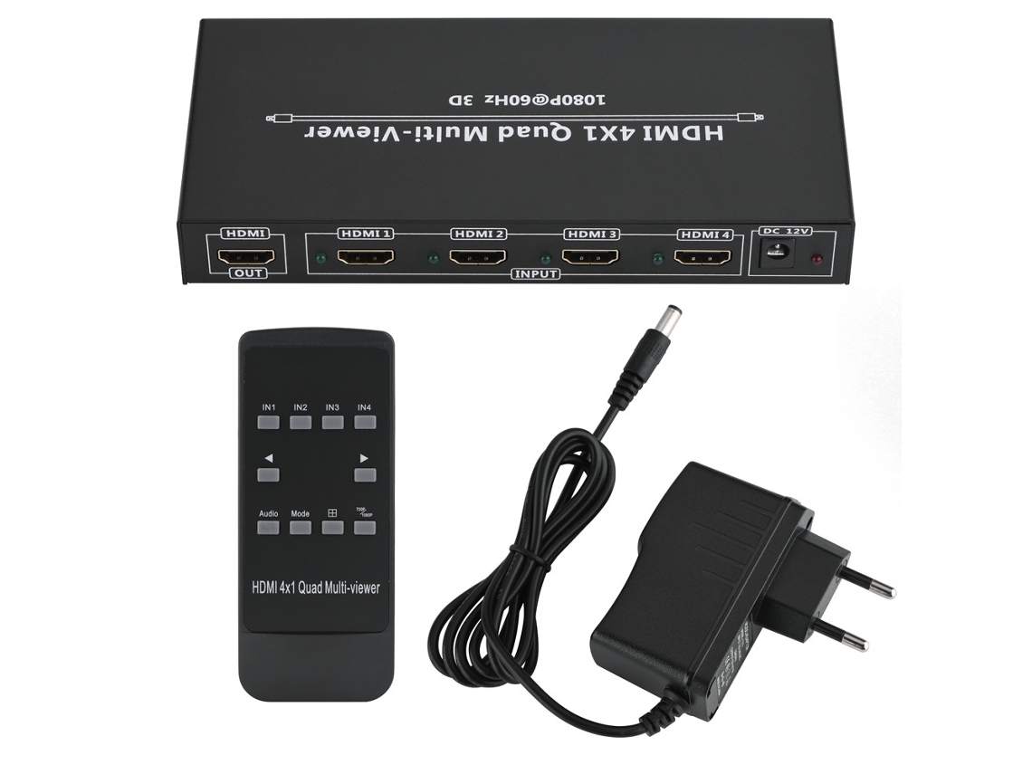 Divisor multivisor HDMI 1080p con división cuádruple y conmutación sin interrupciones