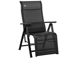 Tumbona Plegable, Tumbona Reclinable Con Respaldo Ajustable En 9 Posiciones, Cojín Lumbar, Color Negro.