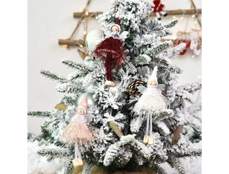 Muñecas de ángel colgantes para árboles de Navidad, adornos de muñecas de Navidad para niños, 3 piezas (rosa, blanco y rojo)