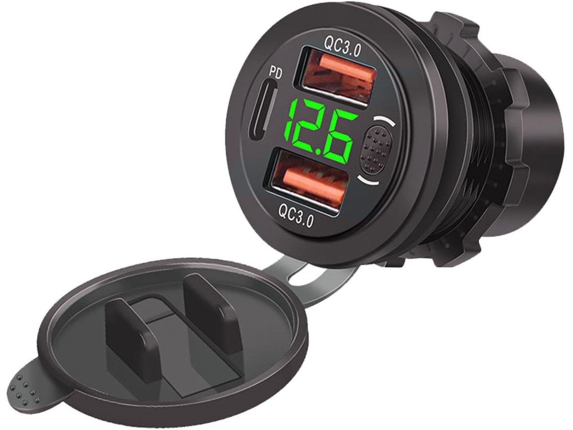 Adaptador Usb Rápido Para Coche Con Puerto Para Teléfono Y Cargador De Motocicleta